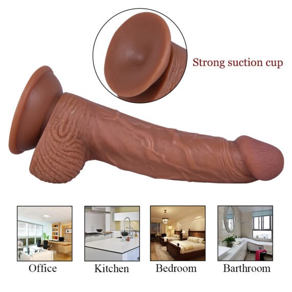 (Only Today 50% off) Large ultra-realistic liquid silicone suction cup dildo with bulging veins 8.6 inches (3 days delivery)