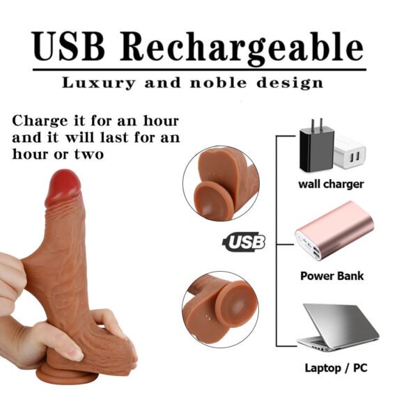 (Only Today 50% off) D44 Realistic Swinging & Warming Silicone Thrusting Dildo with Remote Control 8.5 Inch (3 days delivery)