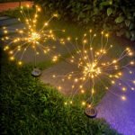 ��Over $60 Get 10% Off��Outdoor Solar Garden Lights , Upgraded 124 LED Colorful Fireworks Solar Lights