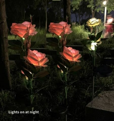 LAST DAY 50% OFF - SPRING ARTIFICIAL ROSE SOLAR GARDEN STAKE LIGHTS