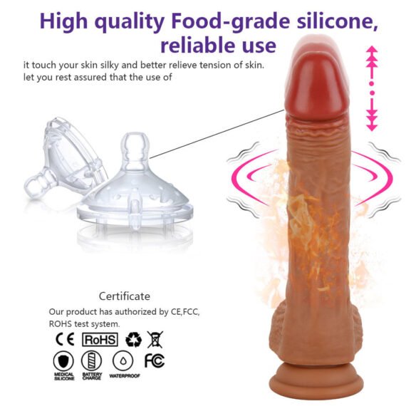 (Only Today 50% off) D44 Realistic Swinging & Warming Silicone Thrusting Dildo with Remote Control 8.5 Inch (3 days delivery)