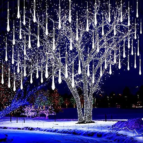 576 LED Meteor Shower Lights LED Falling Rain Lights 12 Tubes Outdoor Christmas