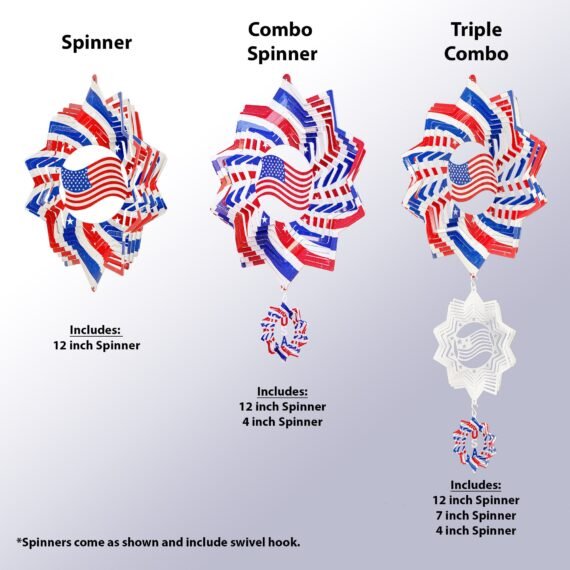 Flag Multi Color Swirly Metal Wind Spinner