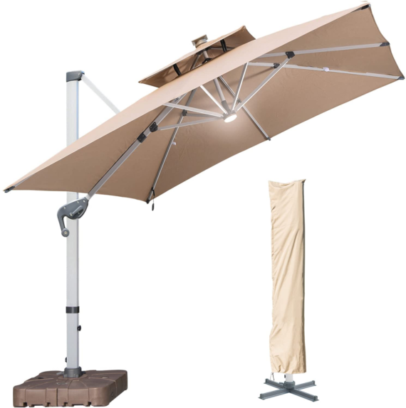 🌞Solar Powered LED🌞Cantilever Patio Umbrella💥buy 2 free shipping💥