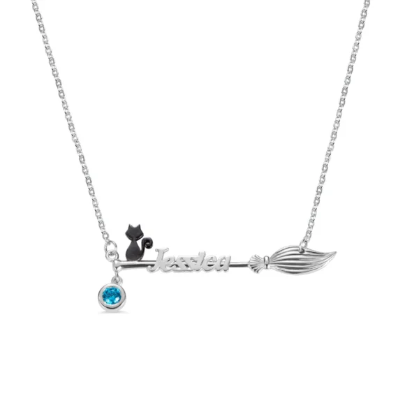 🔥Clearance Price $1.98🔥Customized Witch & Broom Name Necklace