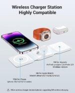 Wireless Charger, Magnetic Foldable 3 in 1 Mag-Safe Charger, Fast Travel Wireless Charging Station for iPhone 15/14/13/12/ Series,for iWatch,for AirPods (Adapter Included)